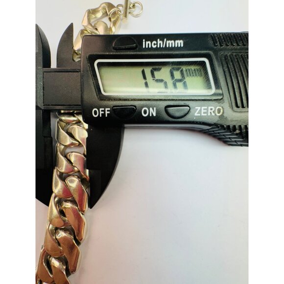 Estate Vintage 875 Silver Heavy 15.8mm Curb Chain Bracelet 71.7g 7” Toggle Clasp - Picture 7 of 10